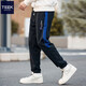 TEEK潮流休閑褲男士寬松束腳褲 2026秋冬季男裝青少年松緊運動(dòng)長(cháng)褲子 ZT909黑色 L (參考體重135-155斤)