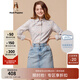 暇步士（Hush Puppies）女裝秋全棉卡通印花長(cháng)袖襯衫 362藍紅 M