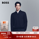 BOSS博斯【100%羊毛】男士25秋季新款標準版型拉鏈領(lǐng)羊毛毛衣 404-深藍色 L