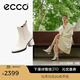 愛(ài)步（ECCO）靴子女 百搭圓頭高跟切爾西女靴牛皮靴 雕塑222683 石灰色22268301378 37