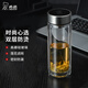 希諾（heenoor） 雙層玻璃杯男士大容量家用杯子商務(wù)車(chē)載便攜水杯透明隔熱茶杯 本色 360ml