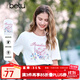 百圖betu女裝2025春夏新款T恤圓領(lǐng)原創(chuàng)印花寬松棉感短袖T恤女2502T31 白色 S