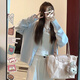 DXOT2025早秋新款韓系奶藍色休閑內搭毛衣外套女秋冬薄款針織衫短款女 【淺藍色】 M 45/55kg