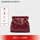 CHARLES&KEITH子母鏈條大容量流浪包托特包單肩斜挎包女包生日禮物CK2-40671449 Burgundy葡萄酒紅色 L