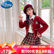 迪士尼（Disney）兒童JK裙子女孩日系學(xué)院風(fēng)小學(xué)生夏裝格裙百褶裙春秋冬裝女童套裝 紅色毛衣開(kāi)衫+裙子+襯衫+領(lǐng)結 160  適合150-160cm年齡12-13歲
