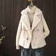 純色抽繩拼接毛毛馬甲女寬松保暖顯瘦翻領(lǐng)馬甲女外套收腰坎肩外套 米白色 熱賣(mài) L (85-110斤)