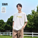 森馬吸濕速干短袖t恤男夏季撞色短袖字母印花上衣寬松t恤男男t 本白10102 175/92A/L