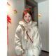京芽冬天棉服加絨加厚女學(xué)生波點(diǎn)2025新款短外套小個(gè)子羽絨棉衣棉襖 米白色 L