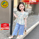 G.DUCKKIDS小黃鴨童裝兒童衣服女童套裝夏季2024新款小女孩飛袖山本褲兩件套 藍(lán)色  140 (建議130cm 10-11歲左右)cm