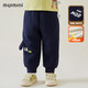 MQDMINI童裝兒童褲子加絨男童運動(dòng)褲小童保暖冬裝寶寶衣服 大耳朵西西深藍 100