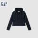 GAP女裝刺繡logo紐扣抽繩連帽衛衣簡(jiǎn)約女友T639170 黑色 S (160/80A) 亞洲尺碼