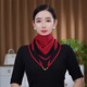 磁吸扣針織小圍巾女2025秋冬保暖圍脖護頸三角巾高級感披肩送禮物 新年紅黑色（有孔無(wú)孔隨機發(fā)）