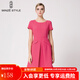 名師路品牌女裝夏裝新款簡(jiǎn)約純色A字裙短袖連衣裙 TS626113淺紫色63 M