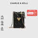 CHARLIE&KELLI CK品牌包包女包2025新款小香風(fēng)鏈條菱格迷你手機包生日禮物女 黑色