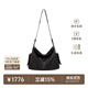 裘真植鞣羊皮逍遙hobo包單肩斜挎包休閑復古大容量通勤包女 黑色-小號羊皮預售12天