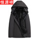 恒源祥貂皮派克服男貂內膽水貂整貂皮毛一體貂絨外套尼克服休閑大碼男裝 黑色殼+黑色內膽連帽款 3XL 135-150斤
