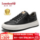 楓葉（leaveland）男鞋秋冬新品真牛皮網(wǎng)孔透氣休閑皮鞋男簡(jiǎn)約百搭防滑運動(dòng)板鞋子男 黑色（皮鞋碼） 41 (255mm)