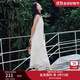 衣香麗影白色方領(lǐng)無袖蕾絲連衣裙女2025夏裝新款高端氣質(zhì)重工裙子 米色 M
