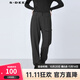 S.DEER圣迪奧2021冬季女裝運動(dòng)休閑壓褶羅紋拼接哈倫褲長(cháng)褲S21480806 深灰/97 S 160