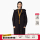 幻走（MOVEUP）2024冬季新款.FUN系列純棉抽繩趣味章仔連帽長款外套女 夜黑 S
