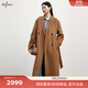伊芙麗（eifini）蔣欣代言雙排扣設計腰帶收腰長(cháng)款雙面呢大衣冬季新款女外套 暮秋駝 S 155/80A