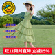 G.DUCKKIDS童裝女童連衣裙夏季公主裙兒童裙子夏天透氣雪紡A字裙女大童長(cháng)裙 雪紡綠色gcggciq 160 尺碼13~14歲【150-160cm】cm