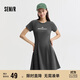 森馬連衣裙女收腰插肩袖夏季字母印花收腰針織短裙101324114040