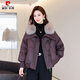 皮爾卡丹（pierre cardin）短款羽絨棉服女輕暖2025年新款冬季小個子大碼寬松仿皮草外套毛領 咖色 L