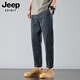 JEEP SPIRIT休閑褲男秋冬新款寬松直筒長(cháng)褲錐形韓版潮牌百搭休閑加絨褲子男 361灰色 32