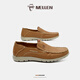 名郎（MELLEN）男鞋輕便簡(jiǎn)約男士商務(wù)休閑皮鞋手工真皮一腳蹬駕車(chē)鞋套腳低幫鞋男 黃棕色 40