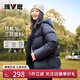 雅鹿三防短款羽絨服女冬免洗戶(hù)外休閑蓄熱保暖連帽加厚面包服外套 黑色 M 【推薦110-125斤】
