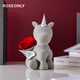 ROSEONLY 諾誓永生花玫瑰公仔甜心兔告白熊嘻嘻貓獨(dú)角獸送女友生日七夕節(jié)禮物 【HOT】唯愛獨(dú)角獸-紅色-中號