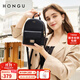 紅谷（HONGU）雙肩包女新款休閑頭層牛皮雙肩包簡(jiǎn)約潮女士背包生日禮物 漆黑