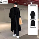 gxmy秋冬新款毛呢大衣男士痞帥一套穿搭中長(cháng)款過(guò)膝呢子風(fēng)衣外套 【二件套】黑色大衣+毛衣 XL