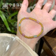 中鑫珠寶古法金珠DIY搭配西瓜碧璽手鏈送女友足金手串禮物 【多退少補】金重約6.8克（碧璽顏色隨機）