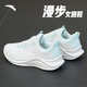 安踏漫步運(yùn)動(dòng)鞋女鞋2025夏季皮網(wǎng)面透氣輕便防潑水軟底耐磨跑步鞋子女 漫步皮面|象牙白/泡沫綠-8 37.5