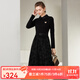 經(jīng)典故事（JANE STORY）法式收腰襯衫連衣裙女2024新款中長(cháng)款氣質(zhì)黑色職業(yè)長(cháng)袖提花長(cháng)裙 黑色 M