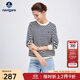 Navigare意大利小帆船女士衛衣25春秋季新品圓領(lǐng)條紋女裝寬松顯瘦純棉上衣 藍白條紋 XL