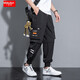 卡度頓超大碼男裝休閑褲加肥加大寬松彈力運動(dòng)束腳褲胖子休閑長(cháng)褲大碼  黑色 6XL建議220-240斤