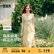 森馬（Semir）連衣裙女設(shè)計(jì)感肌理浪漫2025新款夏季甜美花邊碎花吊帶裙森系 黃色調(diào)00333 M