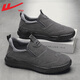 回力（Warrior）官方男鞋春季一腳蹬男士透氣軟底舒適運動(dòng)休閑老人鞋子男 灰色 41