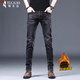 啄木鳥(niǎo)（TUCANO）修身小腳牛仔褲男秋冬季新款彈力韓版潮流商務(wù)直筒加絨中年男褲子 黑色【加絨保暖】 30