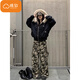 棉致座山雕大毛領(lǐng)派克服連帽棉服女冬季新款外套加厚羽棉襖絨服棉衣 鳳523黑色【高品質(zhì)】 M 110-125斤