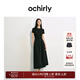歐時(shí)力OCHIRLY 褶飾A字連衣裙長(cháng)裙法式復古顯瘦2025年夏季新款女裝 黑色 M