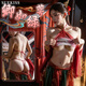 SUEKISS 情趣內衣 性感睡衣女級污度誘惑可吃奶睡裙JK制服變態(tài)誘惑新國風私房古裝宮廷風古風漢服旗袍復古刺繡肚兜網紗吊帶開衩透視裝夫妻刺激性感肚兜 敦煌飛天鳳女情趣睡裙套裝 8414