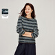 茵曼（INMAN）復古撞色條紋毛衣2026春季女裝新款寬松短款長(cháng)袖上衣 黑綠色 M