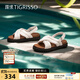 蹀愫2024夏季新款海綿踩屎感交叉厚底撞色休閑涼鞋TA54364-50 米白色羊皮革 38