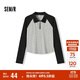 森馬（Semir）POLO衫女短款拼色插肩袖修身上衣小個子秋顯瘦套頭衫101524115003