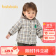 巴拉巴拉兒童外套男童衣服秋冬寶寶棉服立體連帽可愛(ài)時(shí)尚洋氣萌趣 白咖色調00415 90