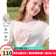 百圖betu女裝2025春夏新款T恤圓領(lǐng)字母印花珠片繡棉感短袖女2502T22 白色 M
